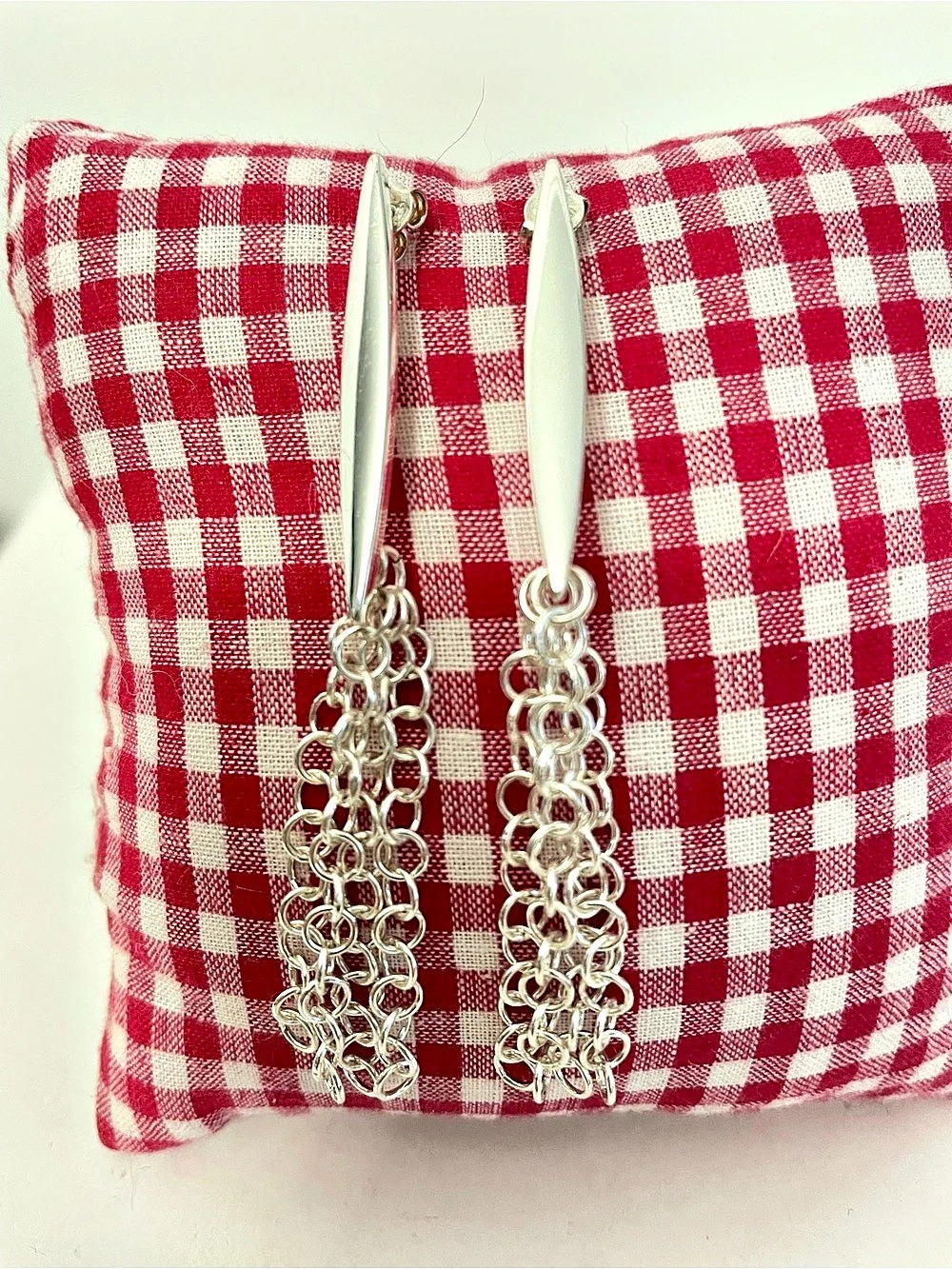 NWOT 925 Italian Sterling Silver Multi-Strand Chain Drop Earrings